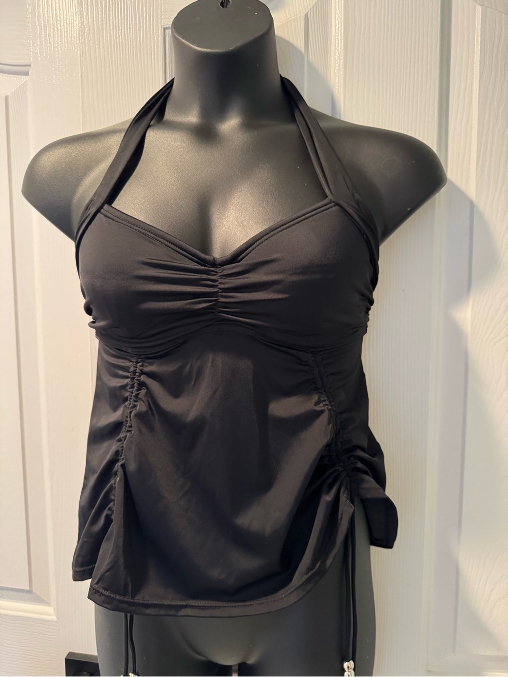 ellos Black Halter Swim Tankini Top